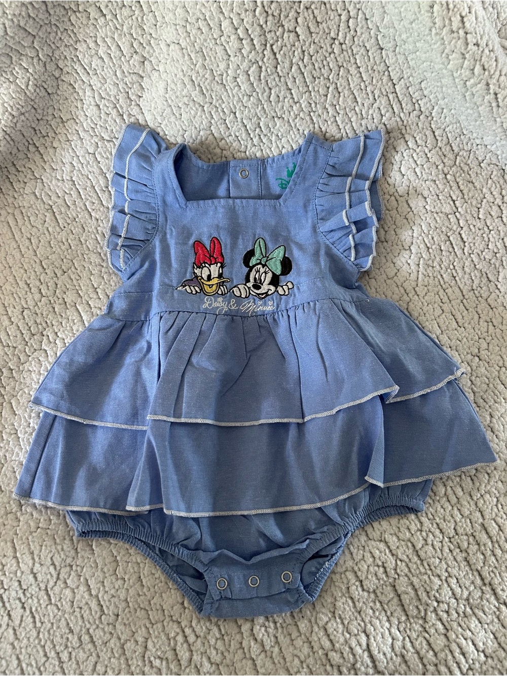 Blue Minnie & Daisy Ruffled Baby Romper
